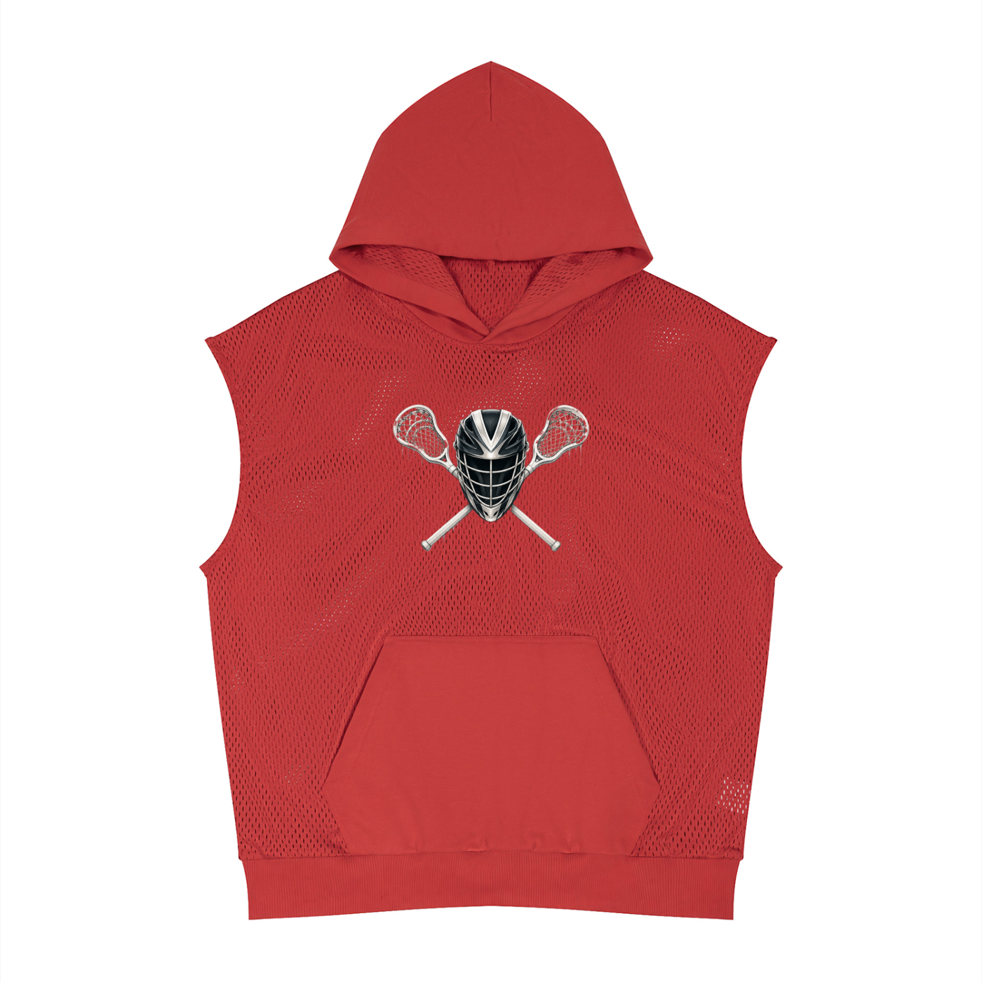 Unisex Panel Mesh Sleeveless Hoodie