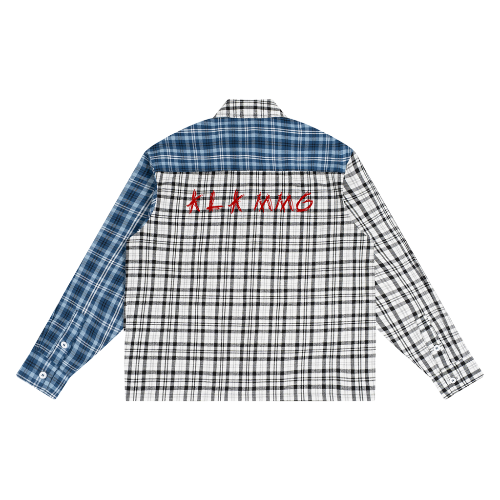 Unisex Oversized Plaid Color Block Shirt