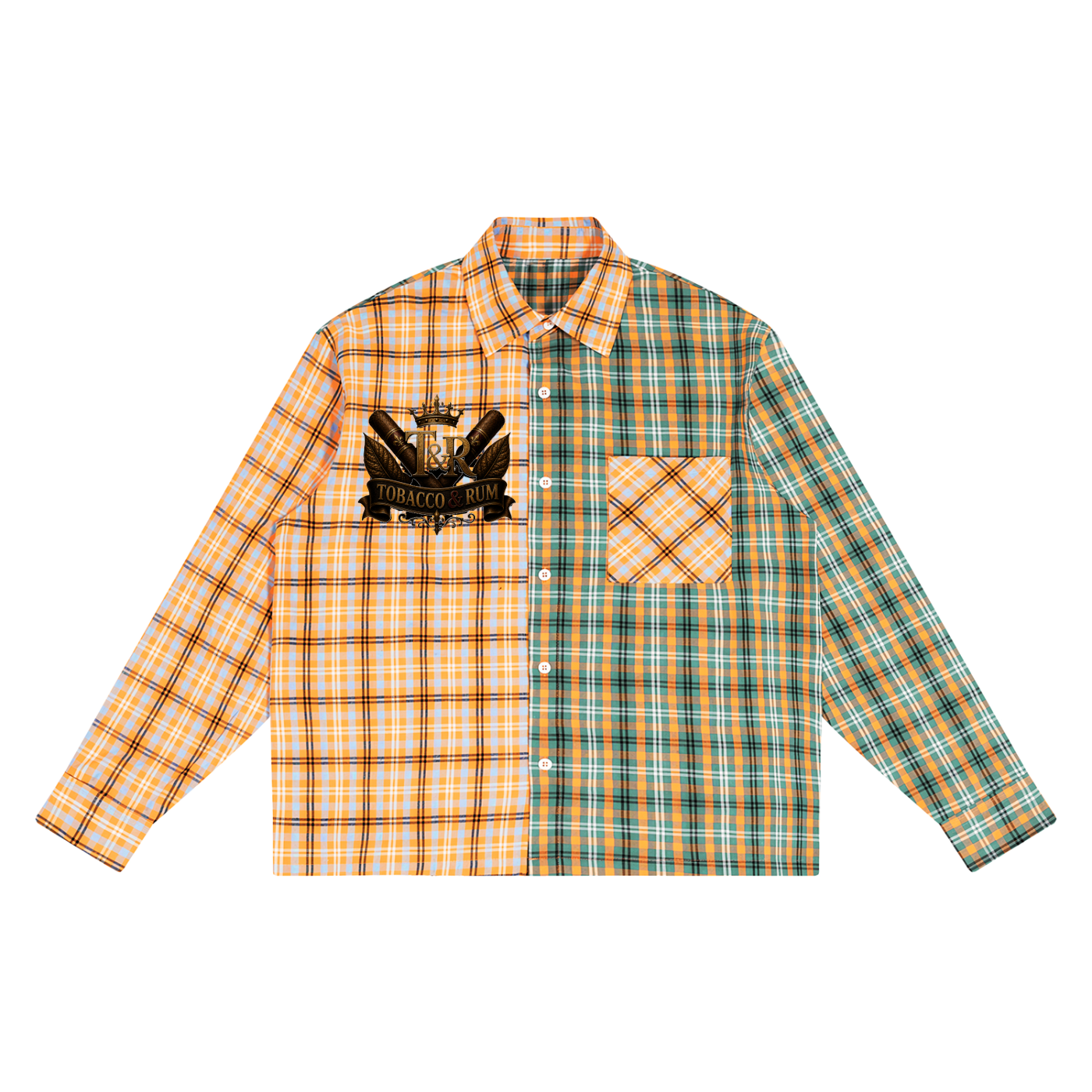 Unisex Oversized Plaid Color Block Shirt