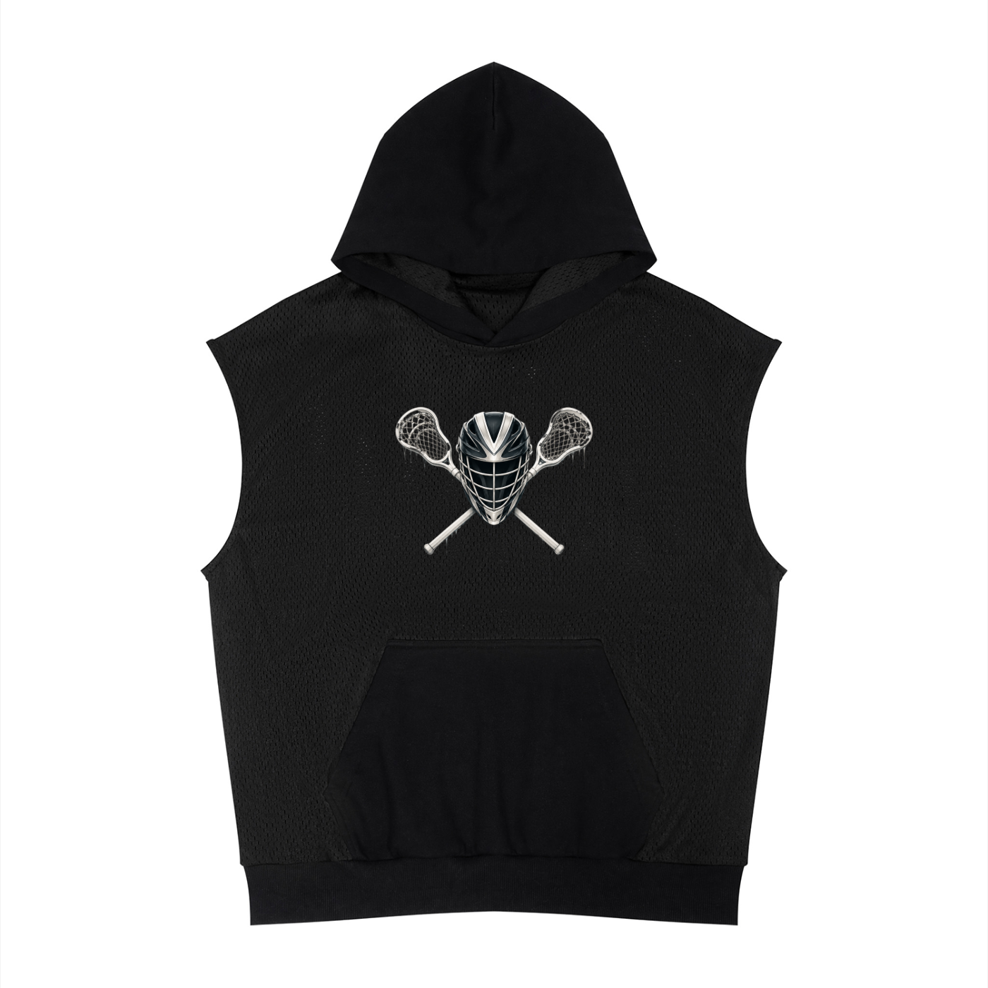 Unisex Panel Mesh Sleeveless Hoodie