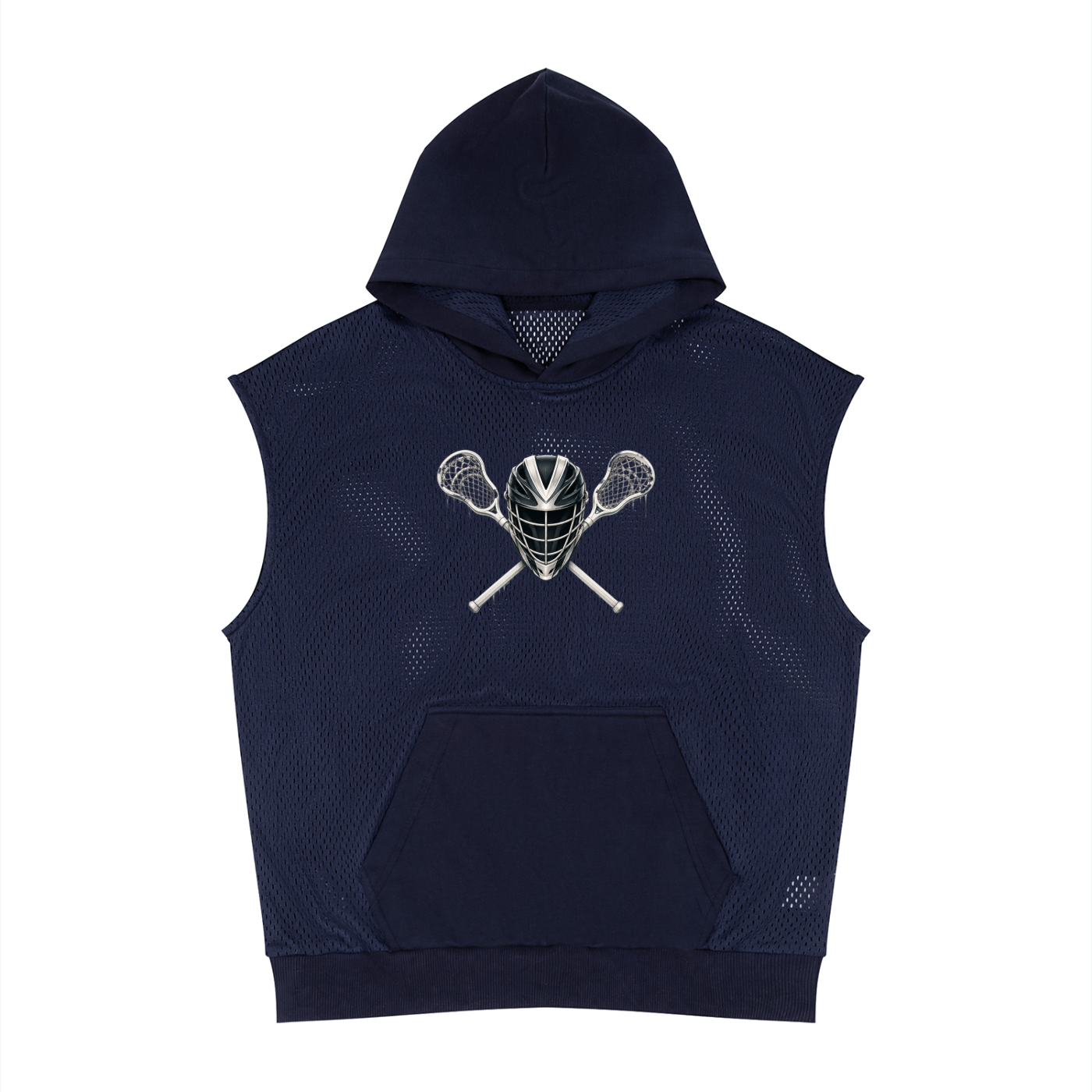 Unisex Panel Mesh Sleeveless Hoodie