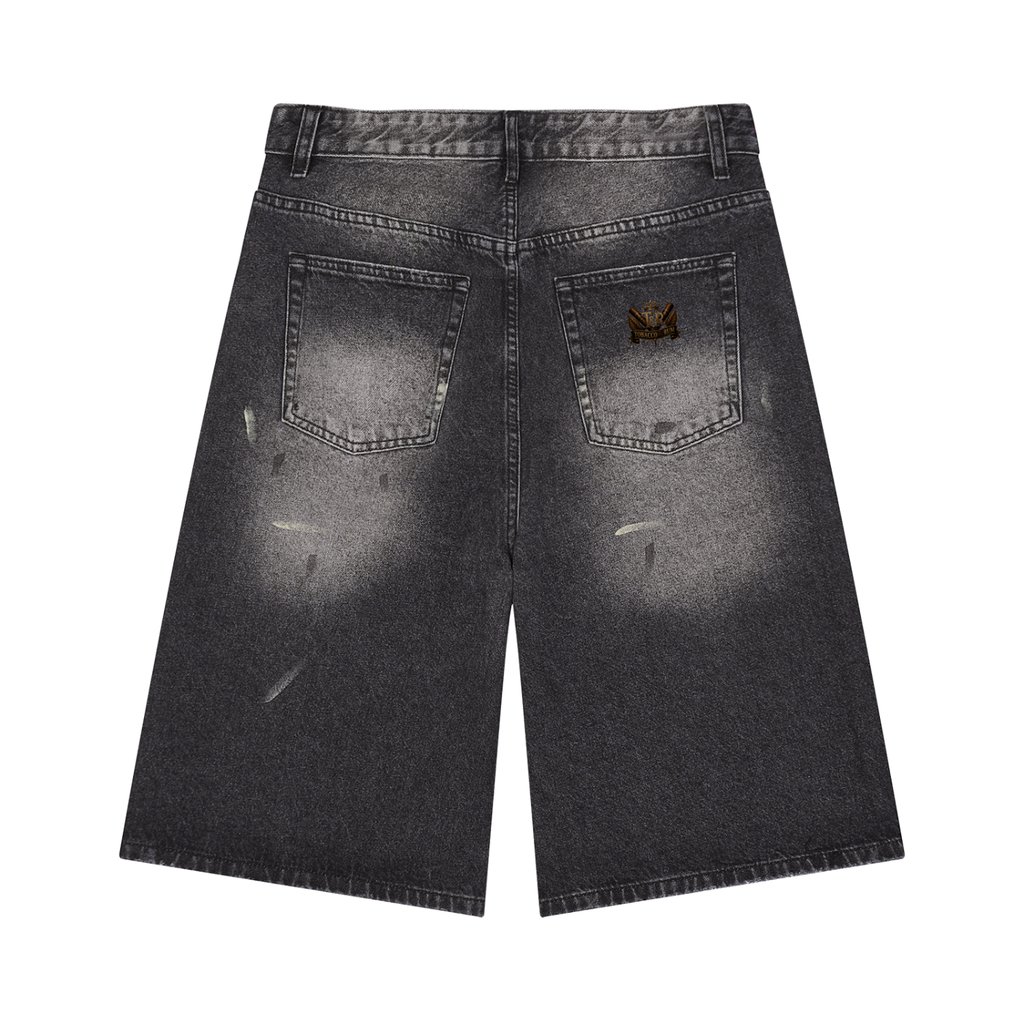 Men’s Vintage Wash Wide Leg Denim Shorts